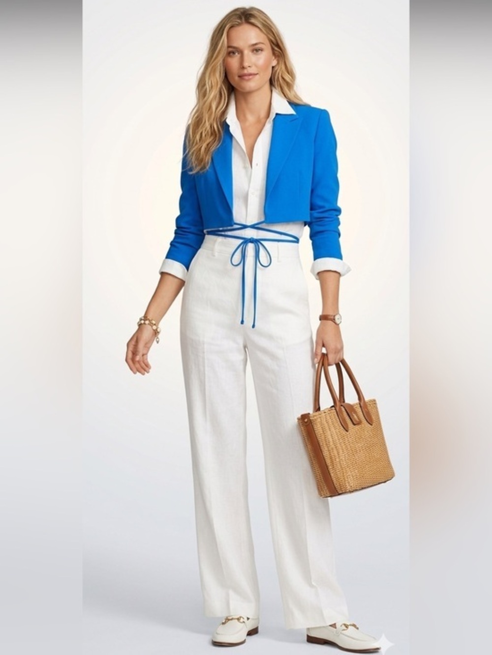New Zara Satin Effect Cropped Front Tie Blazer